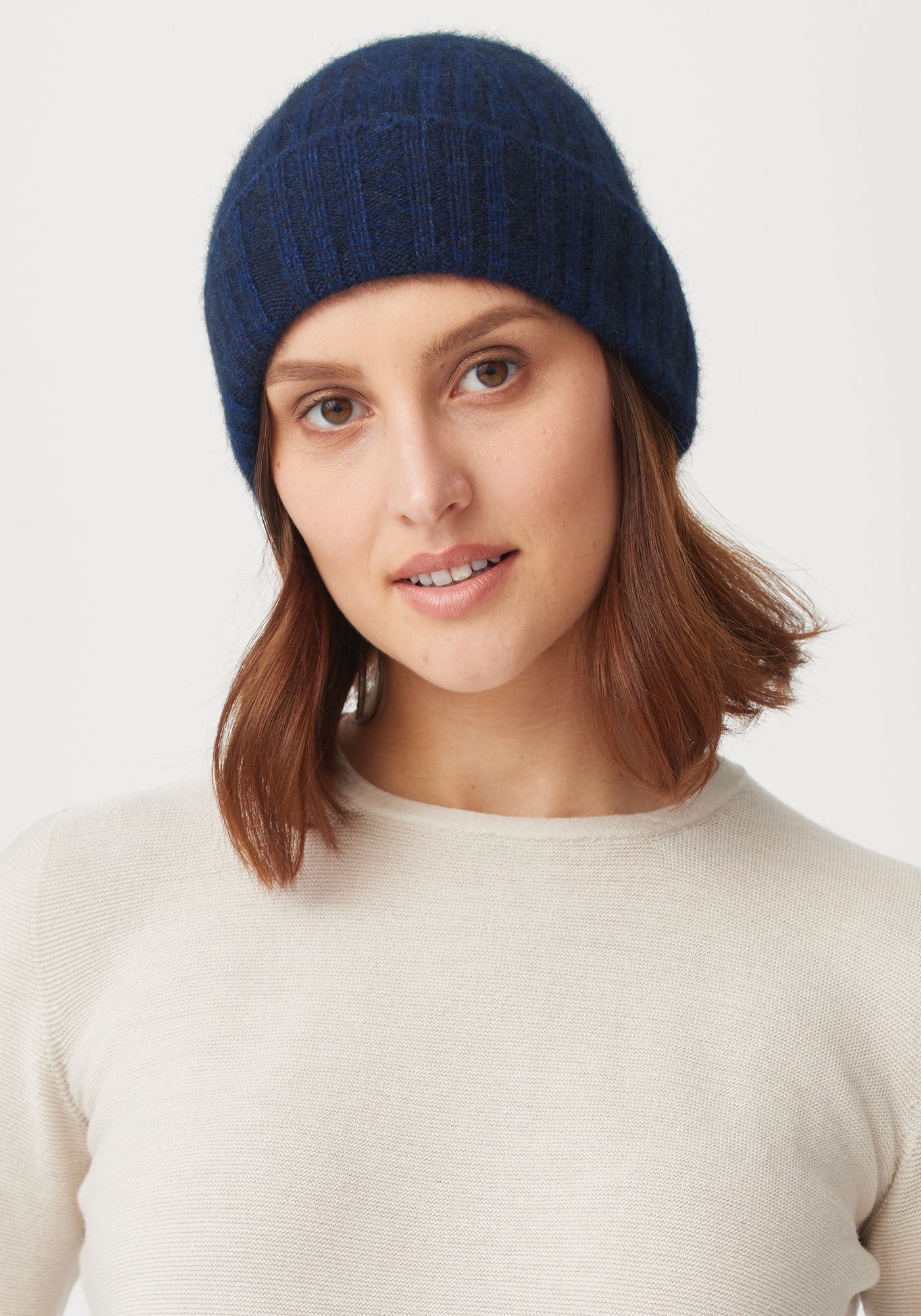 Rib Beanie - Zephyr/Dark Navy | Woman