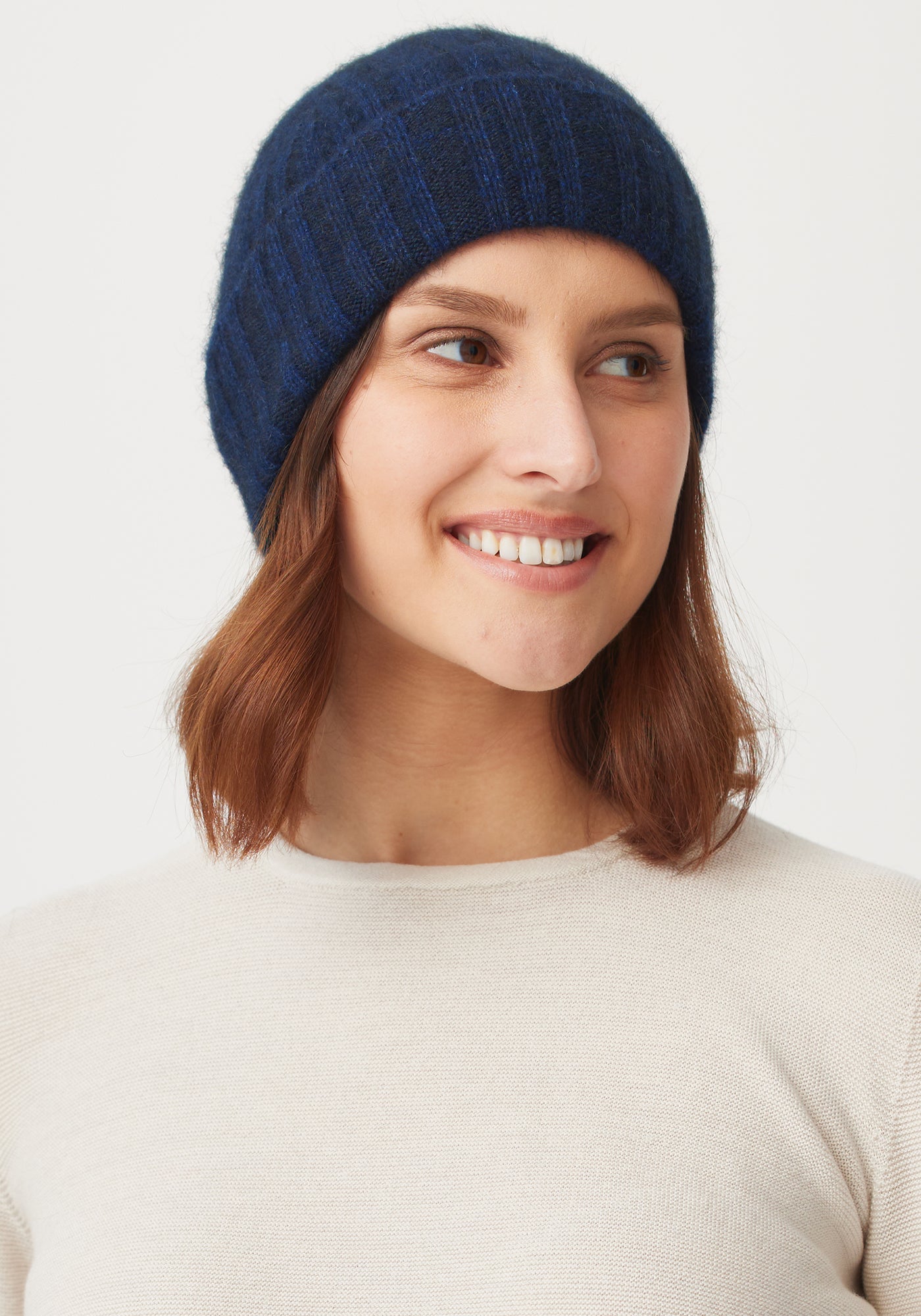 Rib Beanie - Zephyr/Dark Navy | Woman
