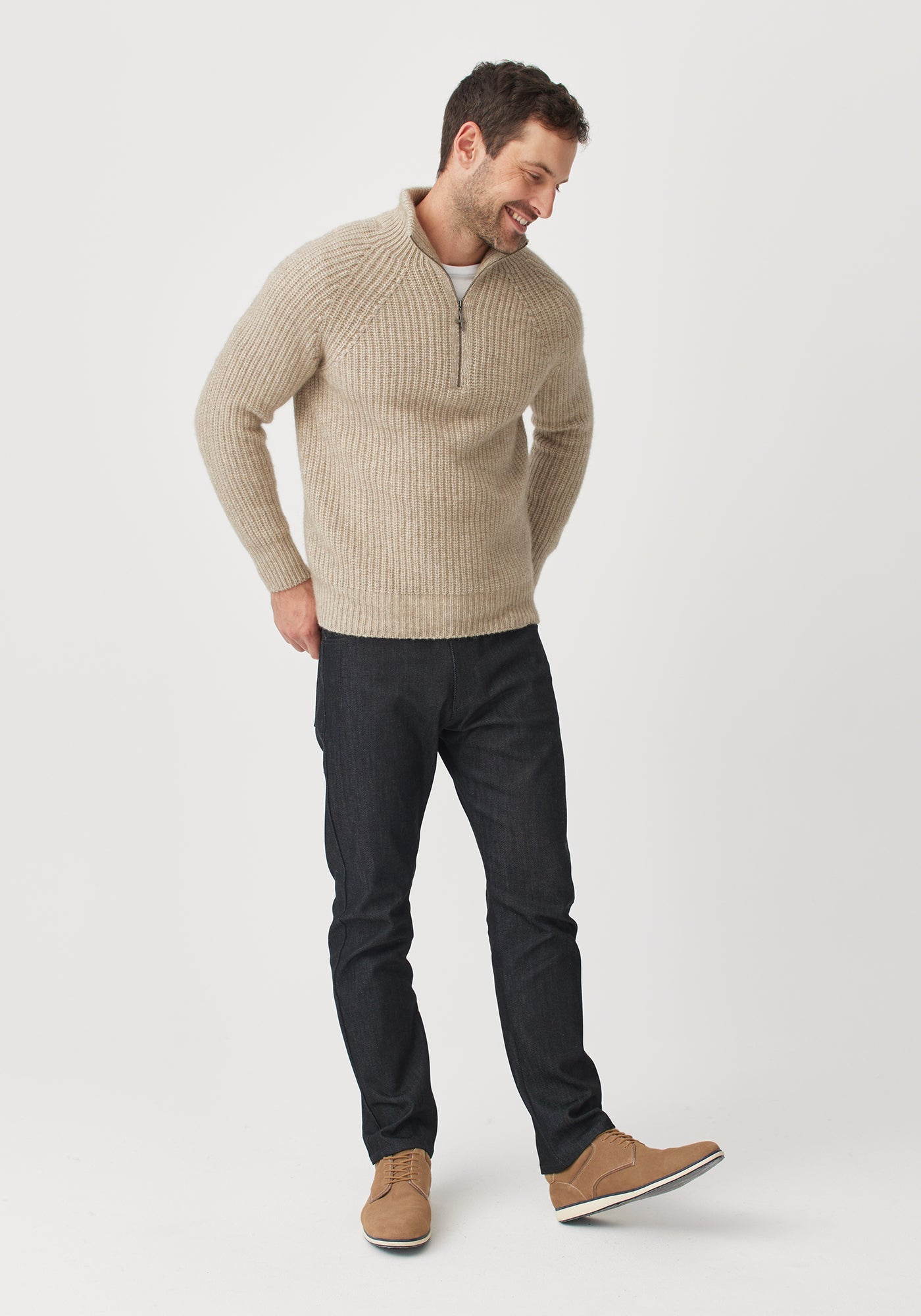 Kenzie Zip Sweater - Latte/Ecru | Man