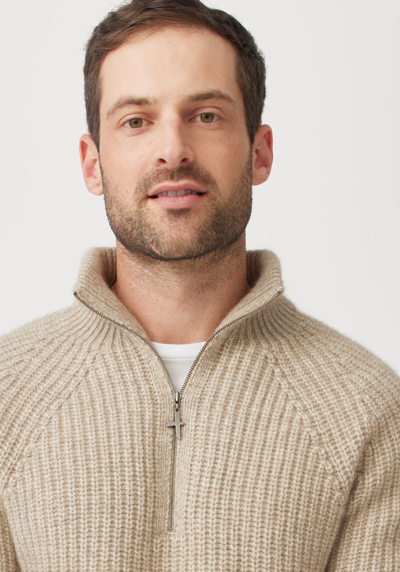 Kenzie Zip Sweater - Latte/Ecru | Man