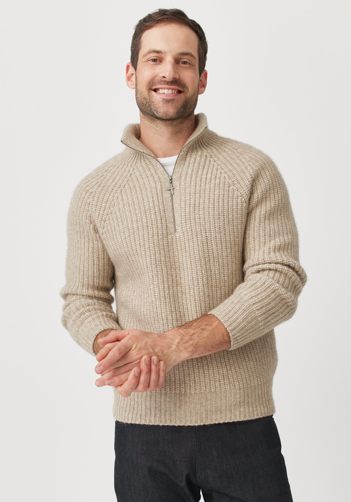 Kenzie Zip Sweater - Latte/Ecru | Man