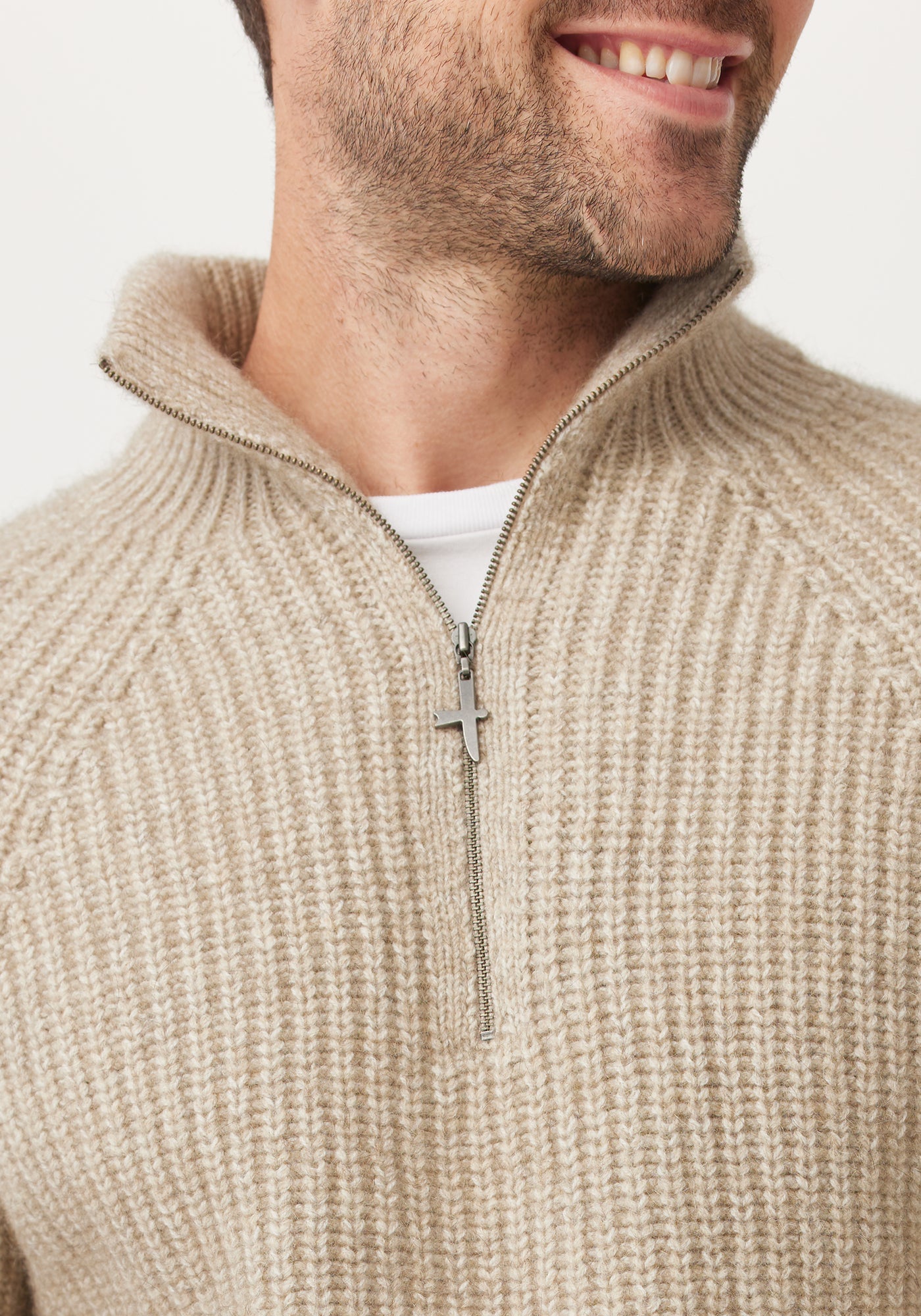 Kenzie Zip Sweater - Latte/Ecru | Man