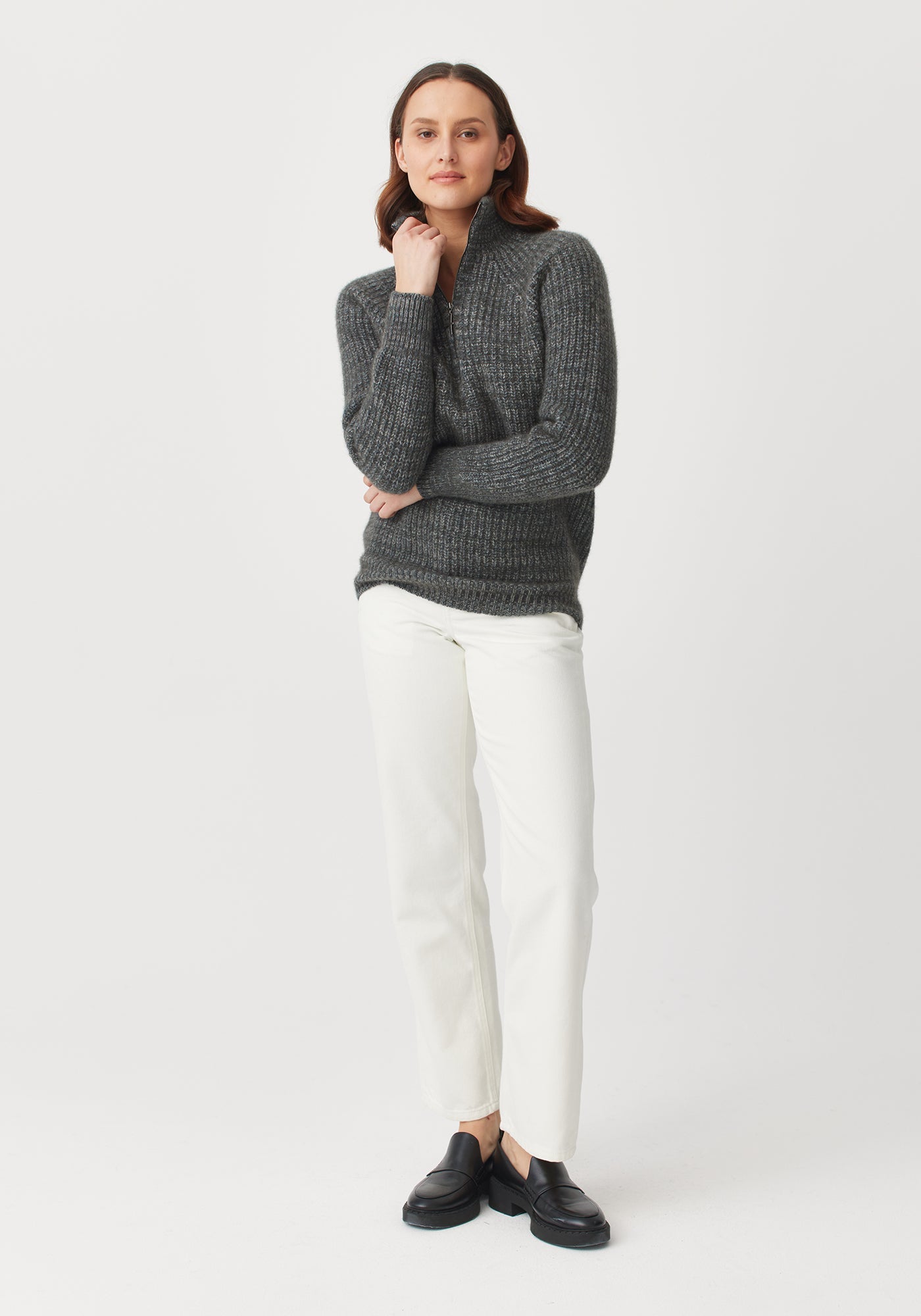 Kenzie Zip Sweater - Shadow/Bluestone Mix | Woman