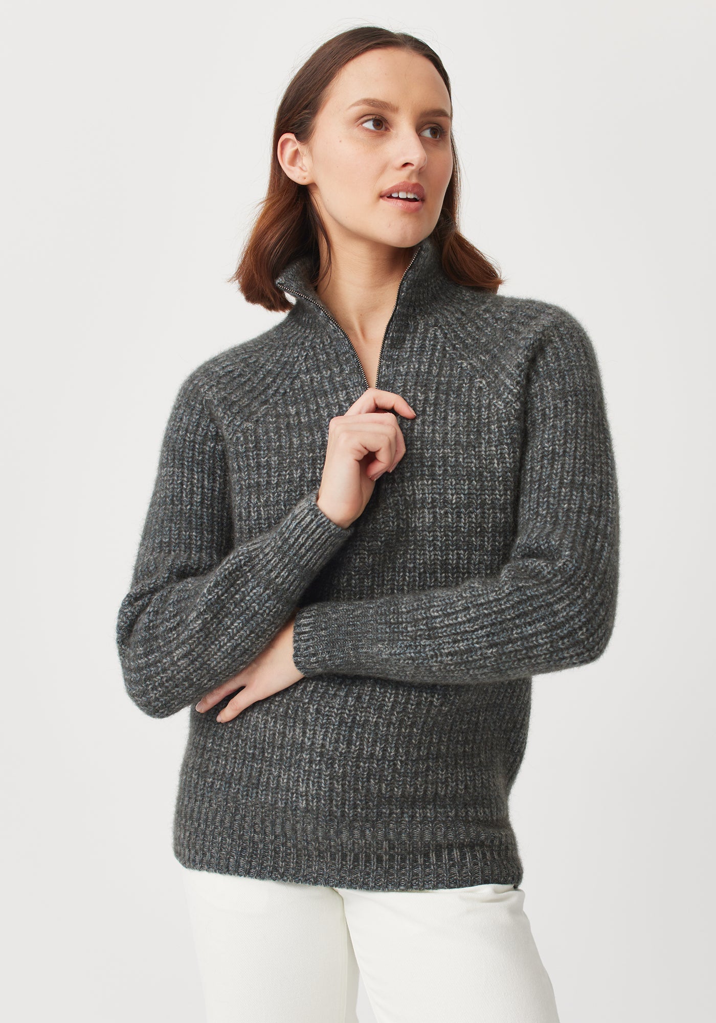 Kenzie Zip Sweater - Shadow/Bluestone Mix | Woman