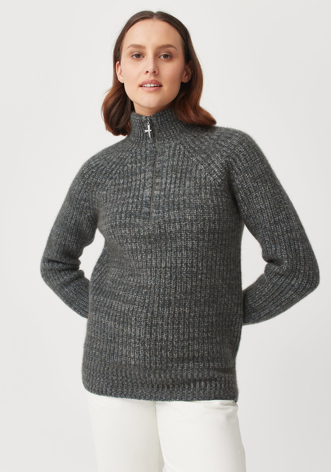 Kenzie Zip Sweater - Shadow/Bluestone Mix | Woman
