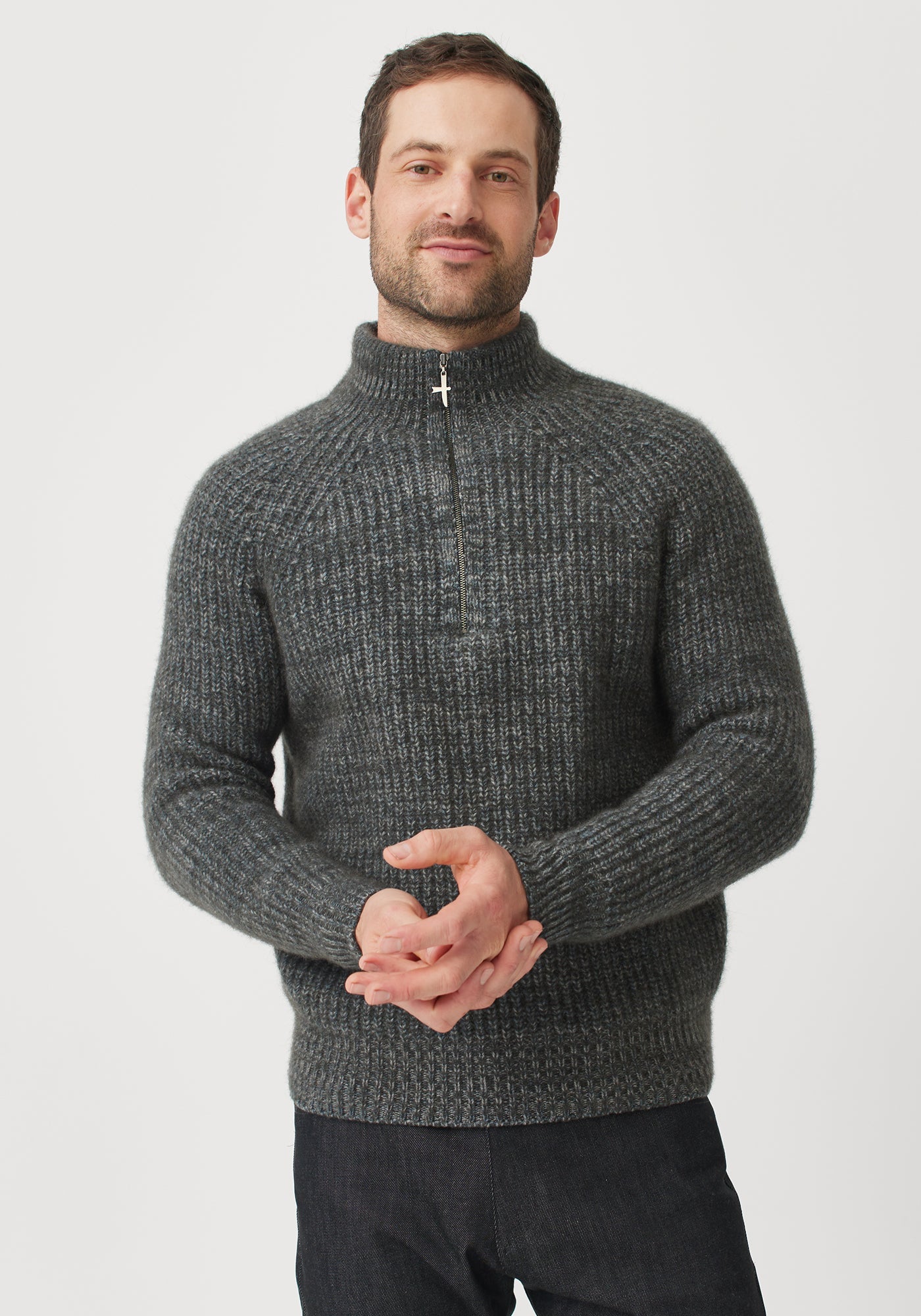 Kenzie Zip Sweater - Shadow/Bluestone Mix | Man