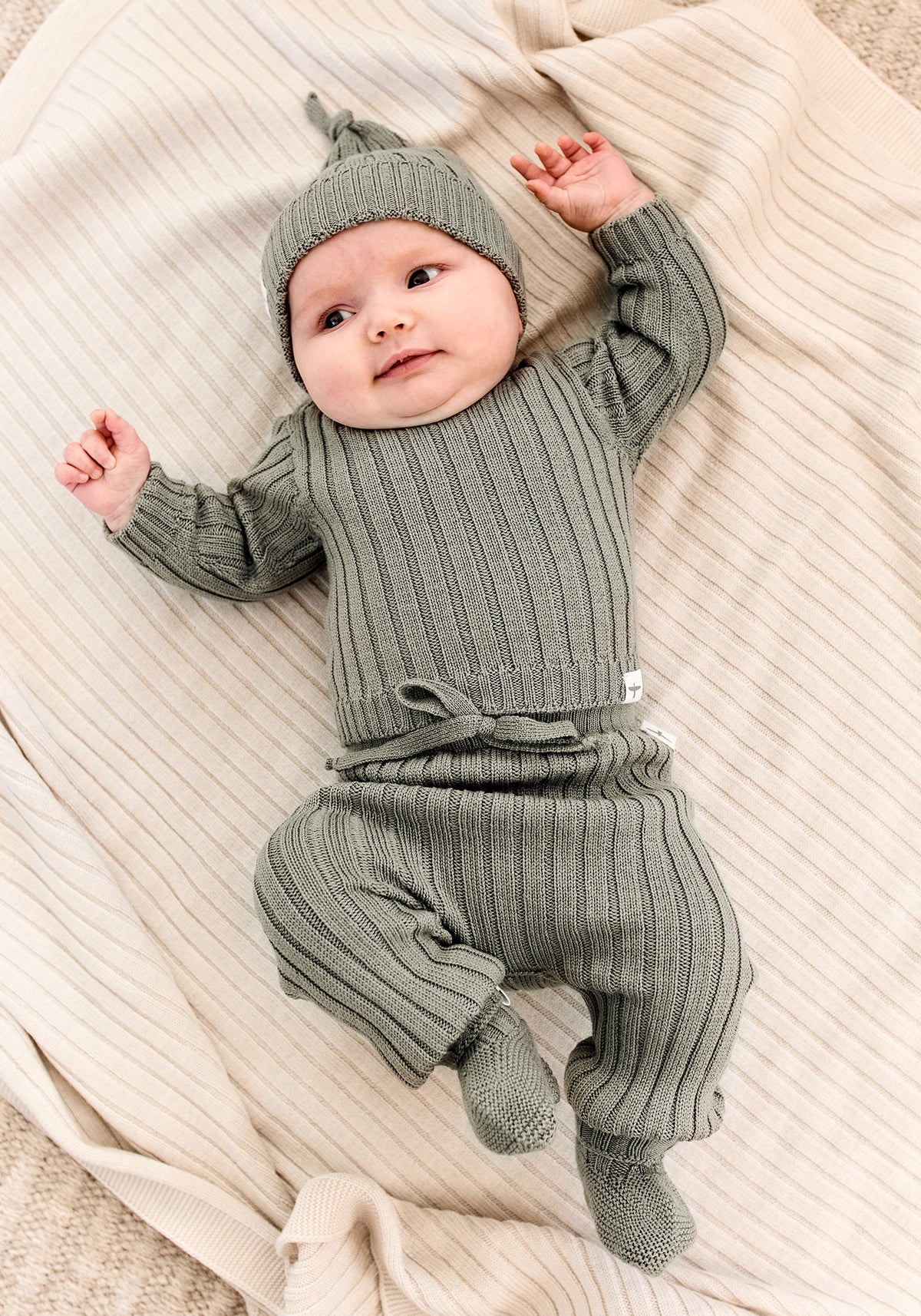 Untouched World Pepi Ribbed Baby Trousers - Pistachio