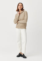 Kenzie Zip Sweater - Latte/Ecru | Woman