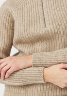 Kenzie Zip Sweater - Latte/Ecru | Woman
