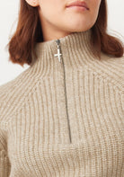 Kenzie Zip Sweater - Latte/Ecru | Woman
