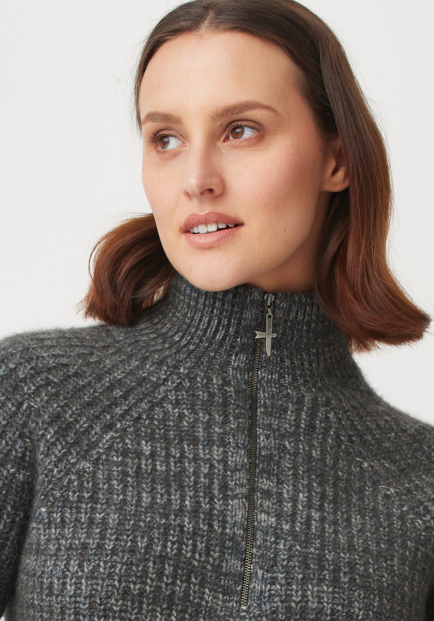 Kenzie Zip Sweater - Shadow/Bluestone Mix | Woman