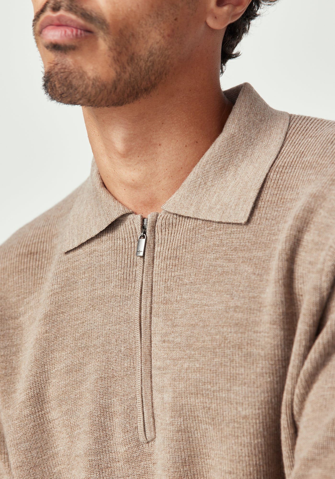 ★LEE★ Half Zip Up Collar T-Shirt Gray LE2402ST33GR Lee Half Zip | 100% ZQRX™ Merino | Zip Neck, Textured Knit