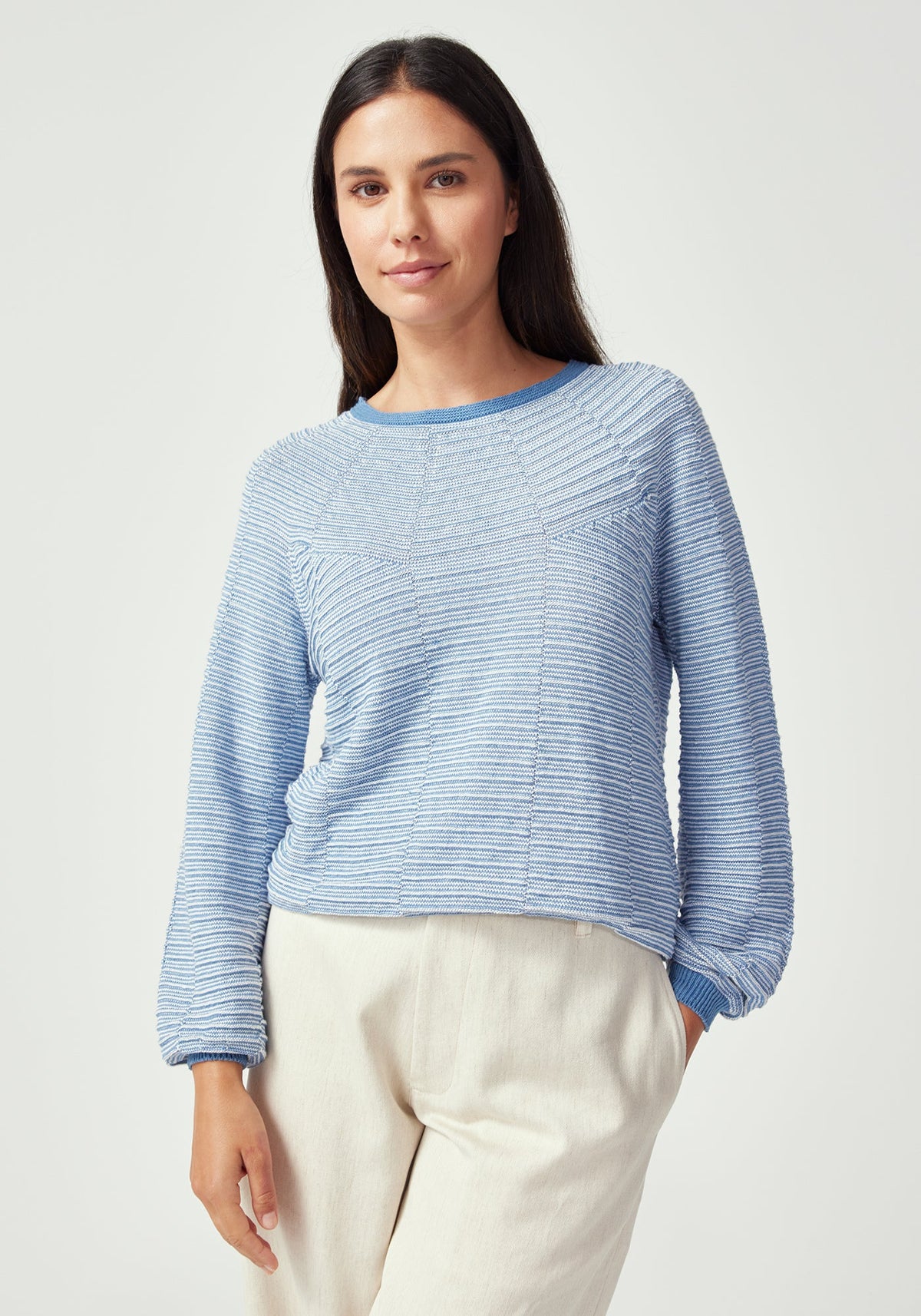 Saki Stripe Sweater Cloud Lakeside