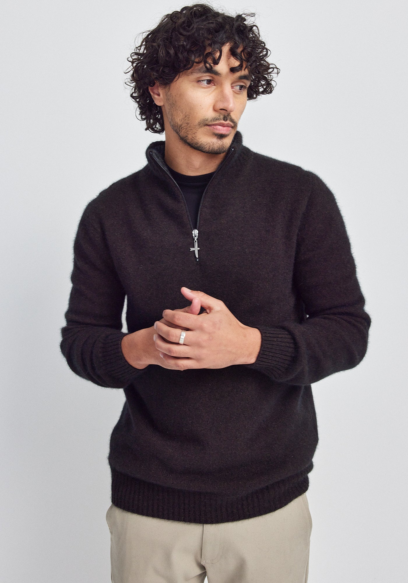 Estuary Half Zip - Chocolate/Slate | Ecopossum™ Merino, Possum