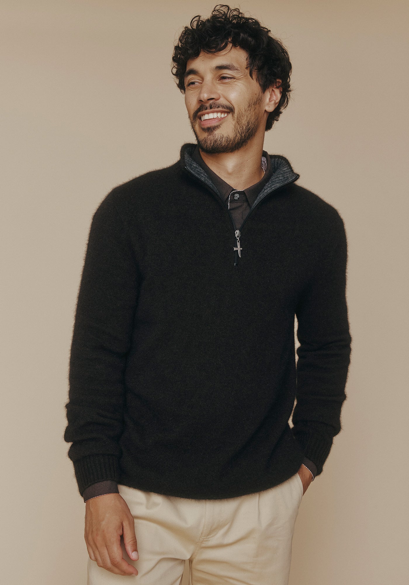 Estuary Half Zip - Chocolate/Slate | Ecopossum™ Merino, Possum
