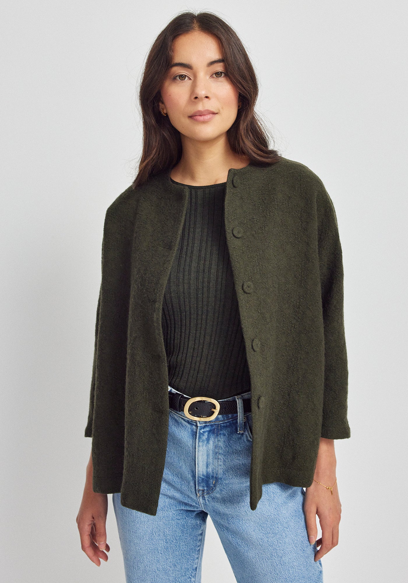 Elodie Jacket - Midnight Moss | 100% Wool | Relaxed Fit Layer