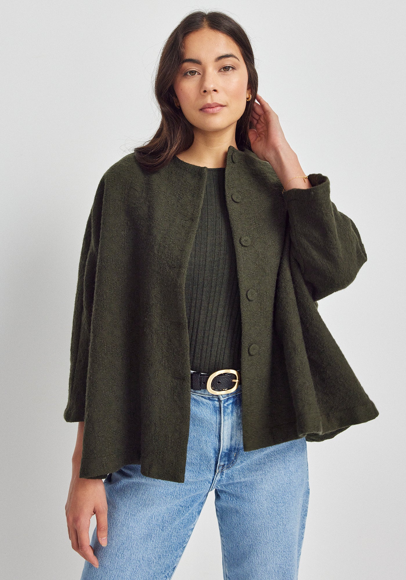 Elodie Jacket - Midnight Moss | 100% Wool | Relaxed Fit Layer