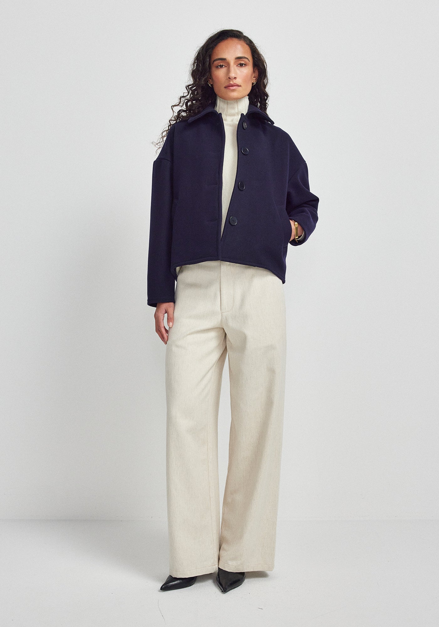 Ivy Jacket - Stormy Sky | 100% Wool | Cropped Winter Jacket | Made