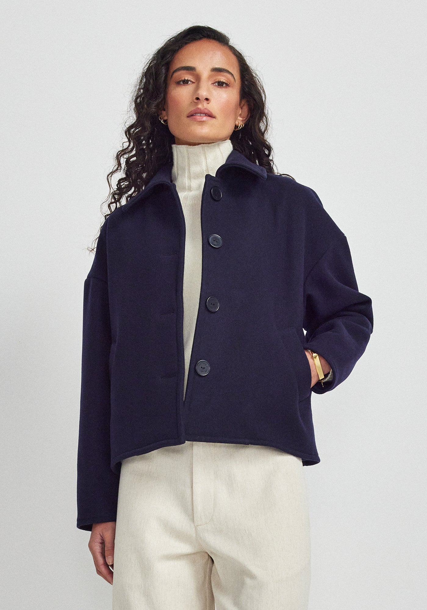 Ivy Jacket - Stormy Sky | 100% Wool | Cropped Winter Jacket | Made Ivy Jacket - Stormy Sky | 100% Wool | Cropped Winter Jacket | Made