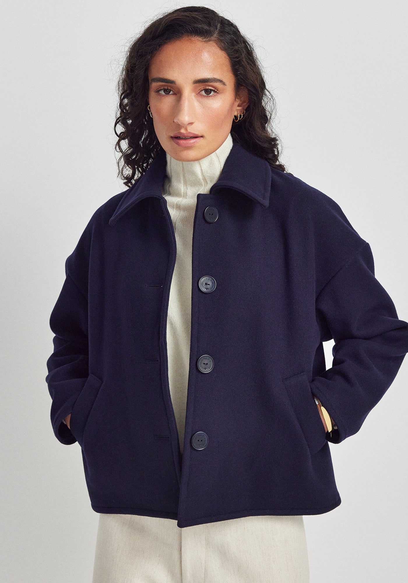 Ivy Jacket - Stormy Sky | 100% Wool | Cropped Winter Jacket | Made