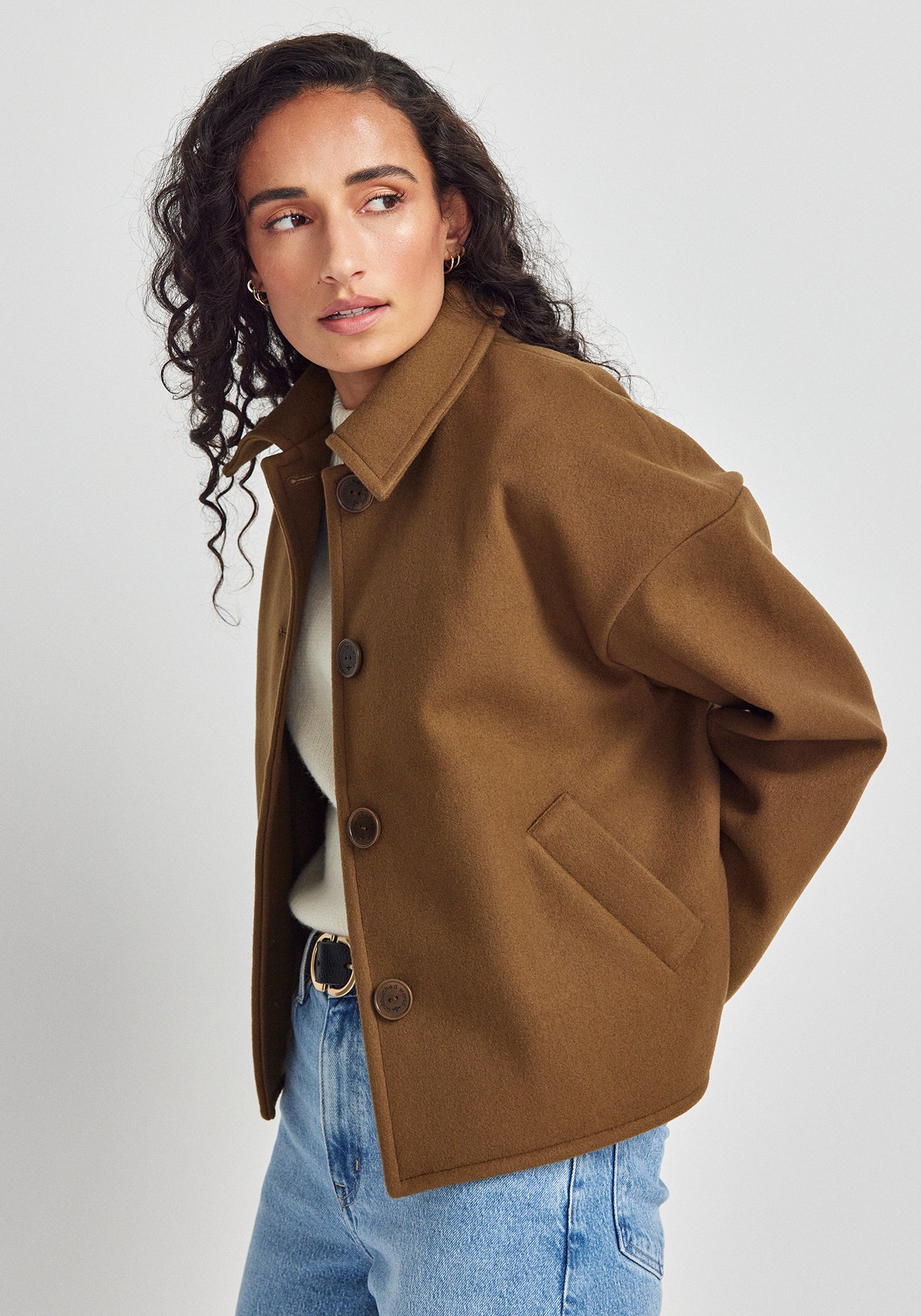 Ivy Jacket - Truffle | 100% Wool | Boxy Fit Layer | Made in New
