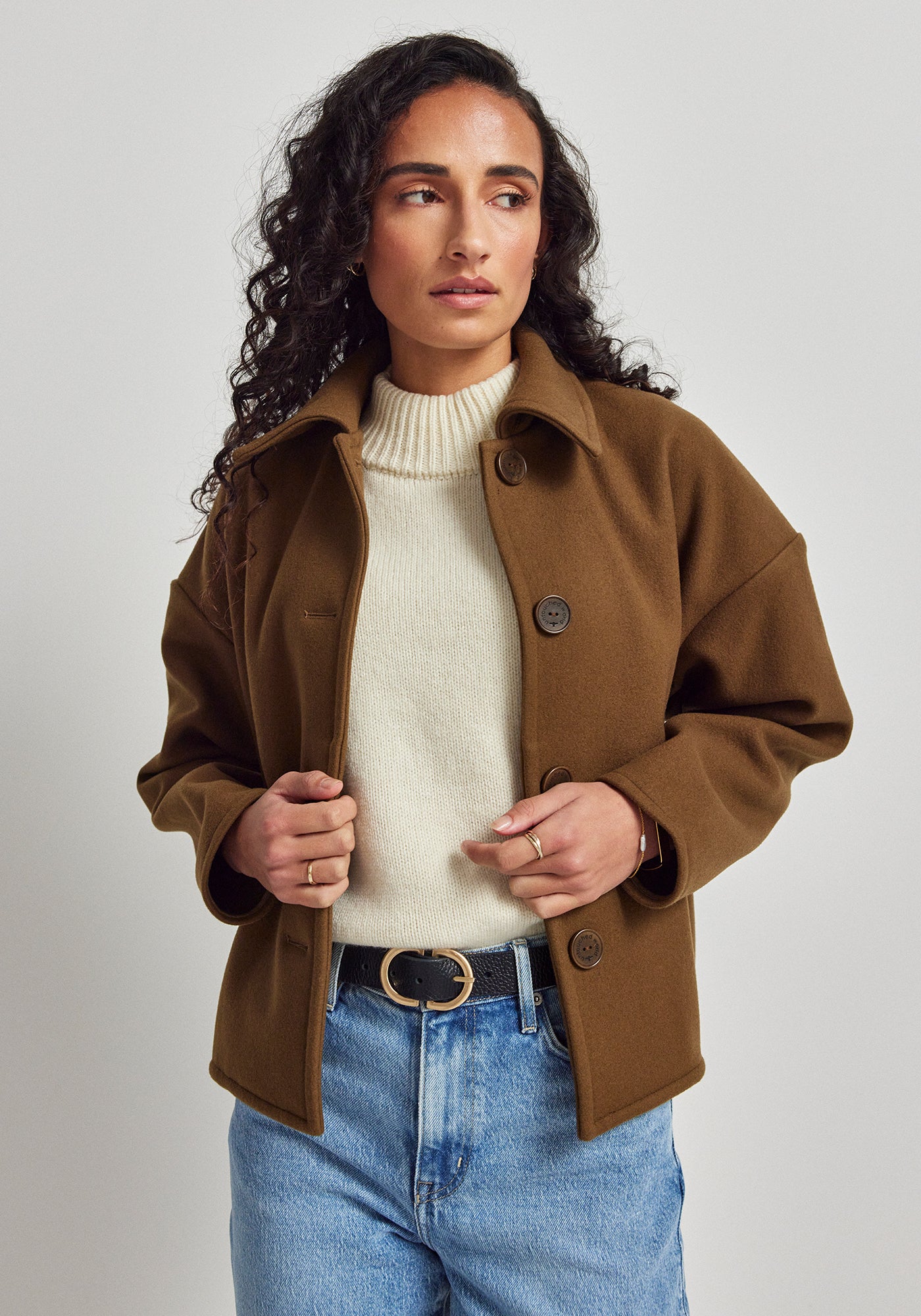 Ivy Jacket - Truffle | 100% Wool | Boxy Fit Layer | Made in New