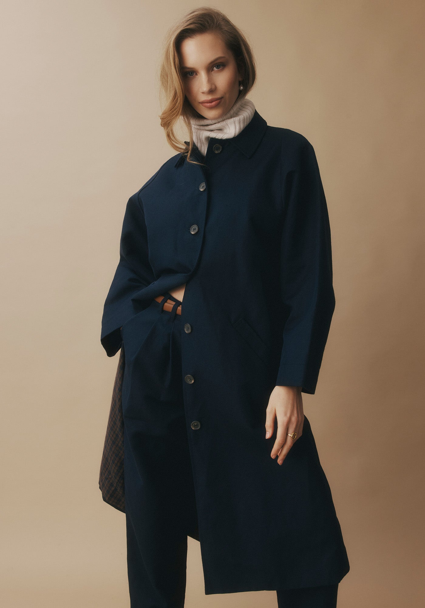 Marlee Trench - Liberty Blue | Cotton & Wool Blend | Classic