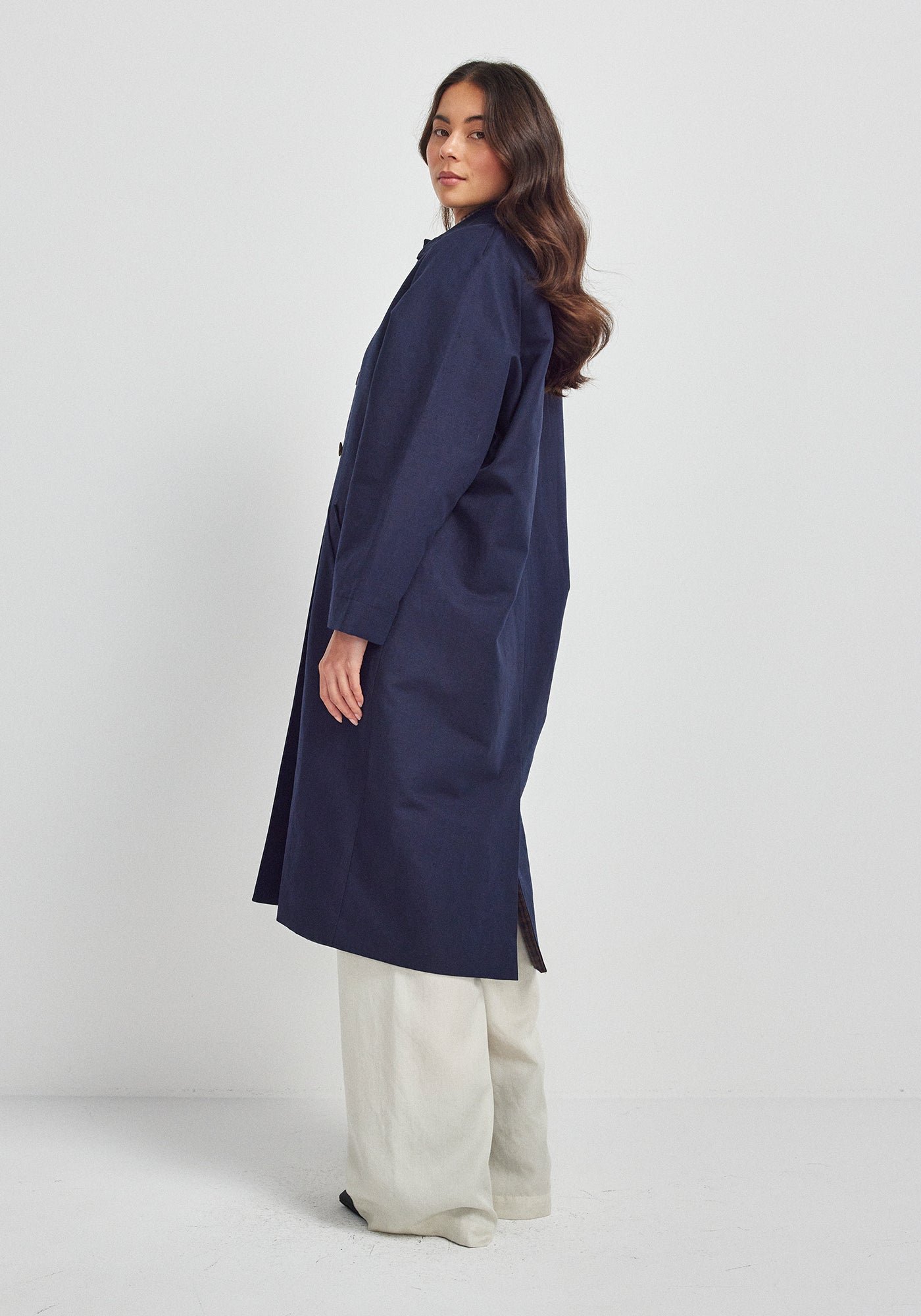 Marlee Trench - Liberty Blue | Cotton & Wool Blend | Classic