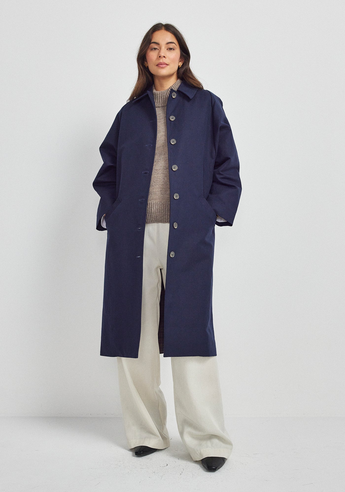 Marlee Trench - Liberty Blue | Cotton & Wool Blend | Classic