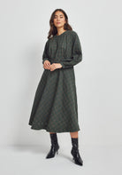Holly Dress - Basil Check | Cotton & Merino Blend | Textured Winter Dress | Made in New Zealand Untouched World Holly Dress - Basil Check | Cotton & Merino Blend | Textured Winter Dress | Made in New Zealand Untouched World